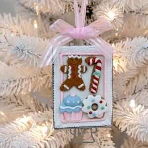 Christmas Cookies Ornament Pastel Pink Green Blue Christmas Cookie Sheet NEW